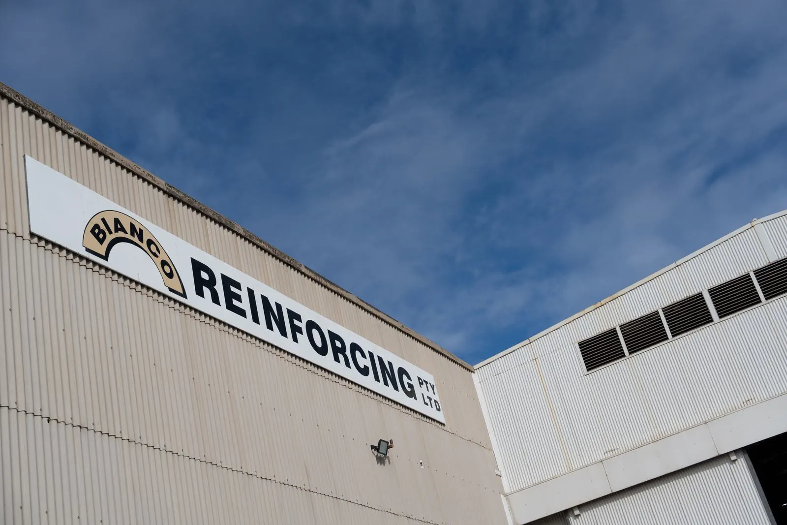 Bianco Reinforcing sign on the Gepps Cross factory