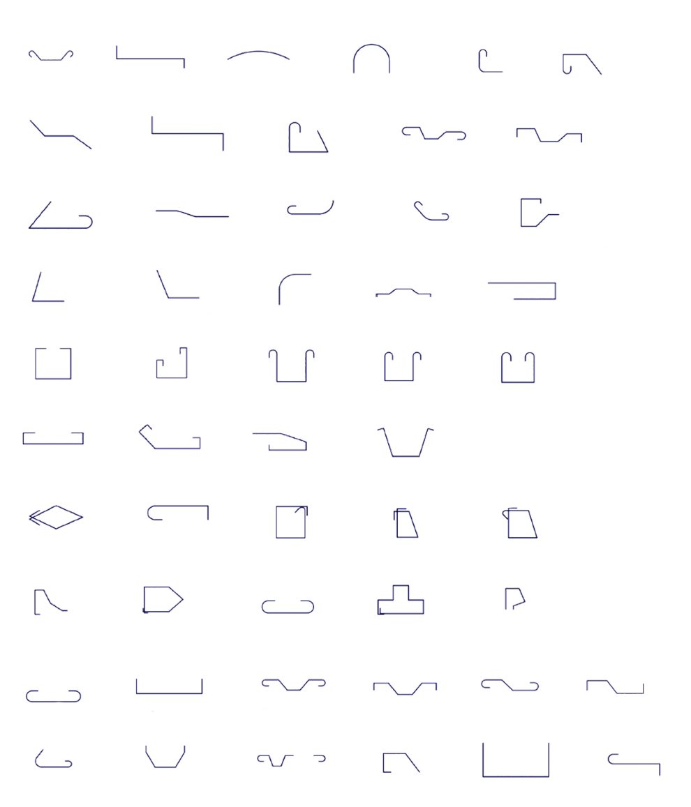 Shape guide page one: standard bent bar shapes